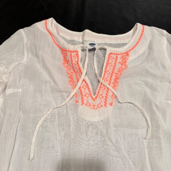 Ladies Old Navy White with Pink-ish-Orange Trim Tunic Swim Cover Up - size Large - Picture 4 of 4